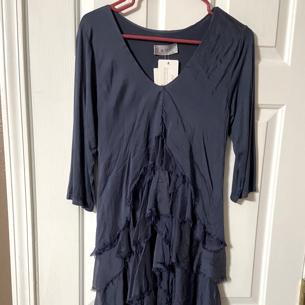 Navy blue knee length dress